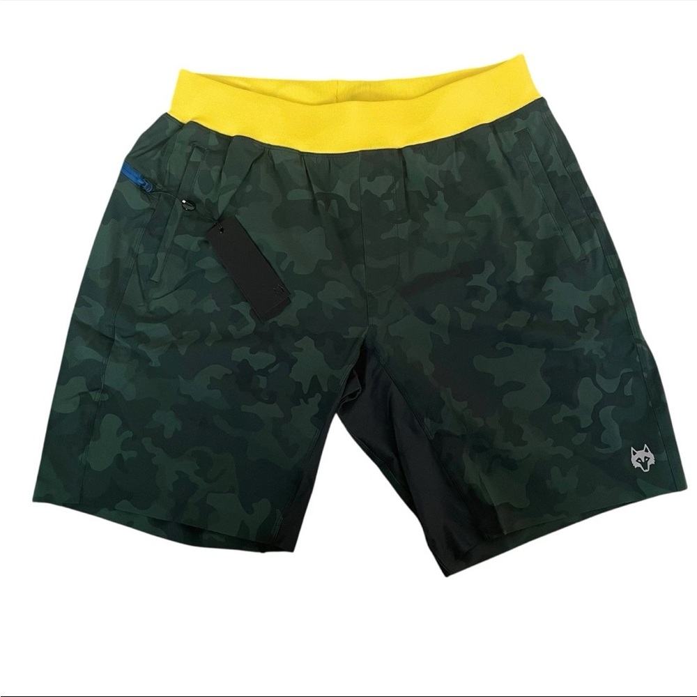 Greyson Golf Fulton Workout Shorts Lined Scareb Camo Green Size Large $95